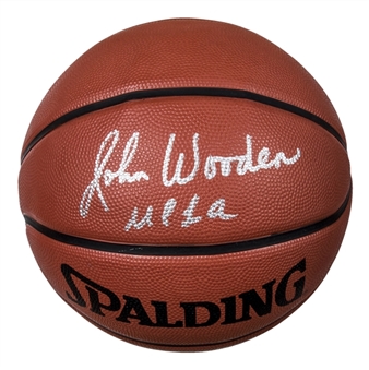 John Wooden Signed and "UCLA" Inscribed Spalding Basketball (JSA)